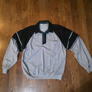 Vintage Ash Creek‎ Trading Mens XL Heather Grey Black Colorblock Polo Shirt